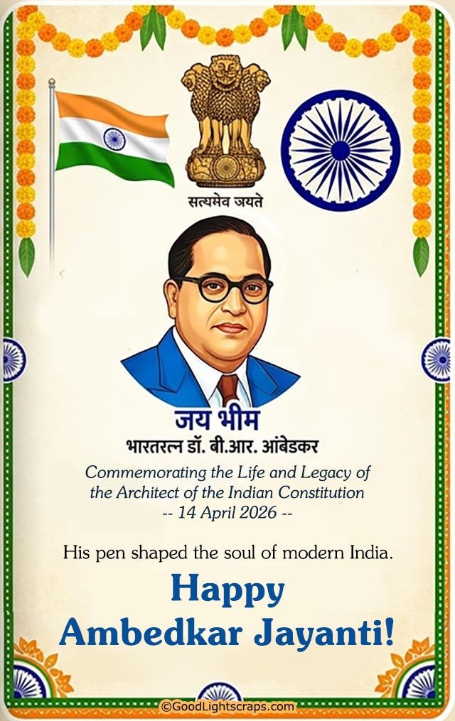 Honoring the Life and Legacy of the Babasahen Ambedkar - Happy Ambedkar Jayanti status image.