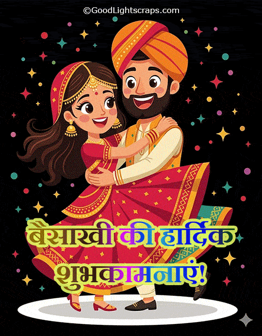Happy Baisakhi animated gif image with greeting message- बैसाखी की हार्दिक शुभकामनाएं!