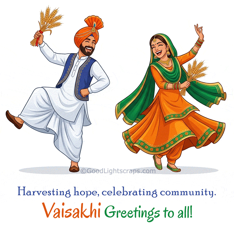 Happy Vaisakhi animated gif image with greeting message to all