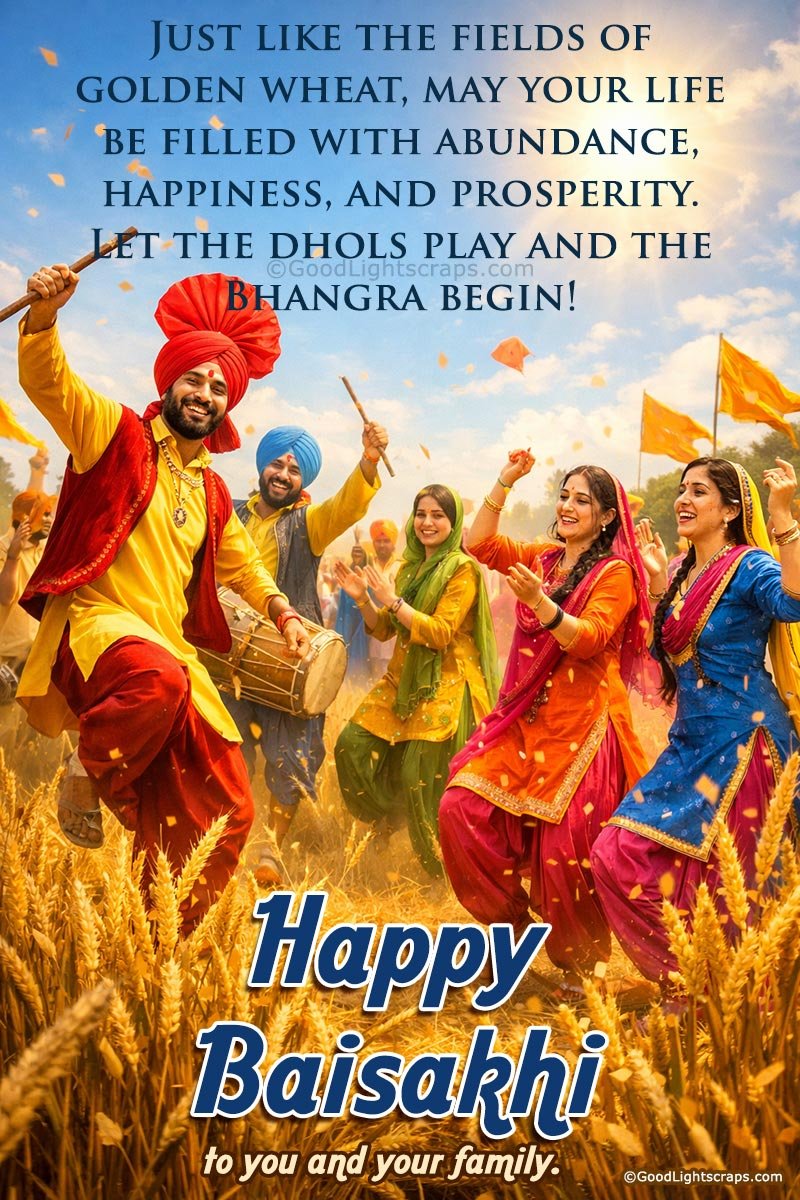 Baisakhi Greeting card with bhangra and traditional punjabi, sikh celebrations