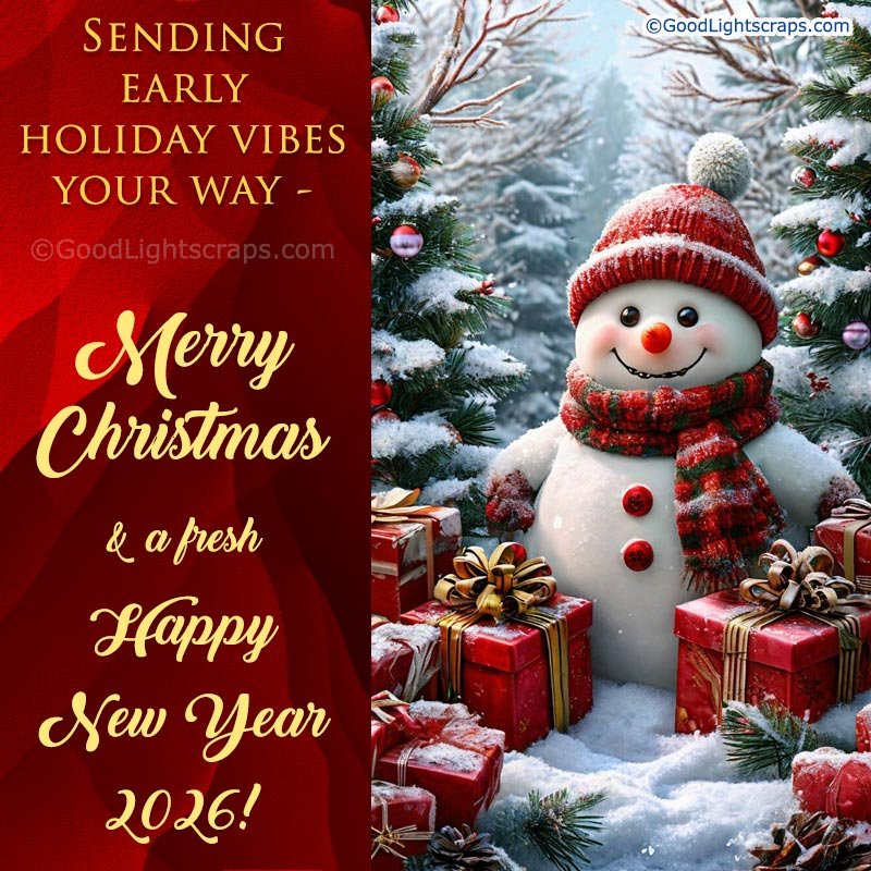 An advance Christmas and New Year Greetings with message 'I’m wishing you a Christmas wrapped in joy and a New Year written in hope.'