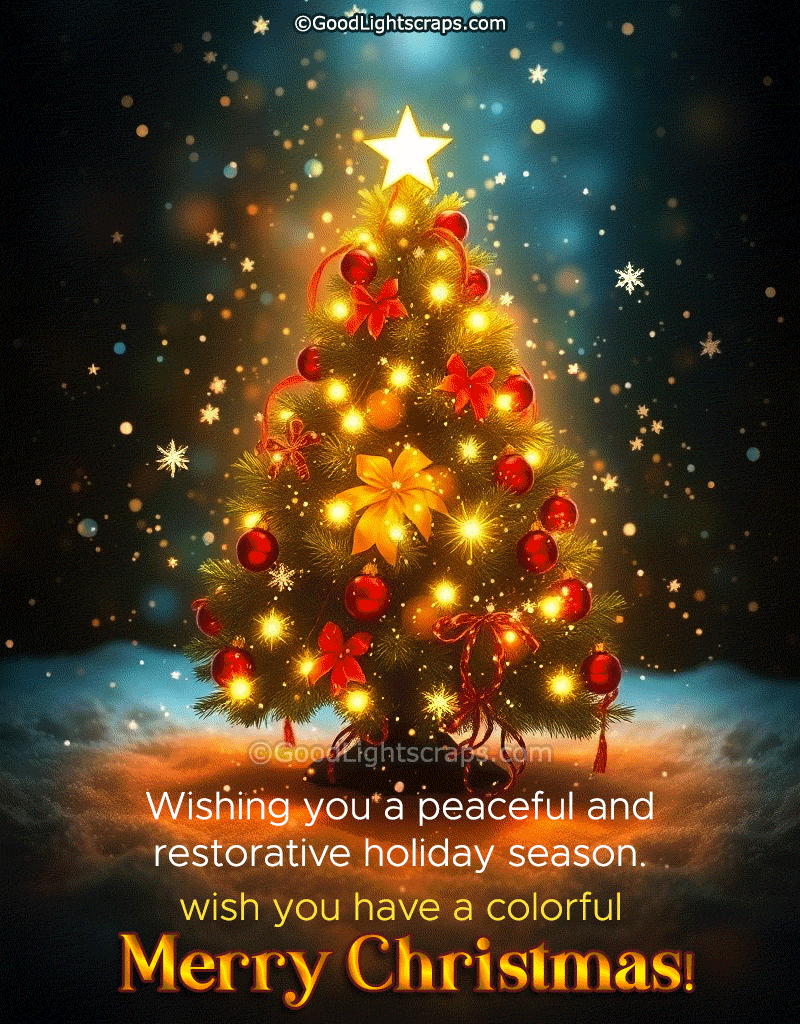 animated gif image of christmas tree with an advance Merry Christmas Wish.