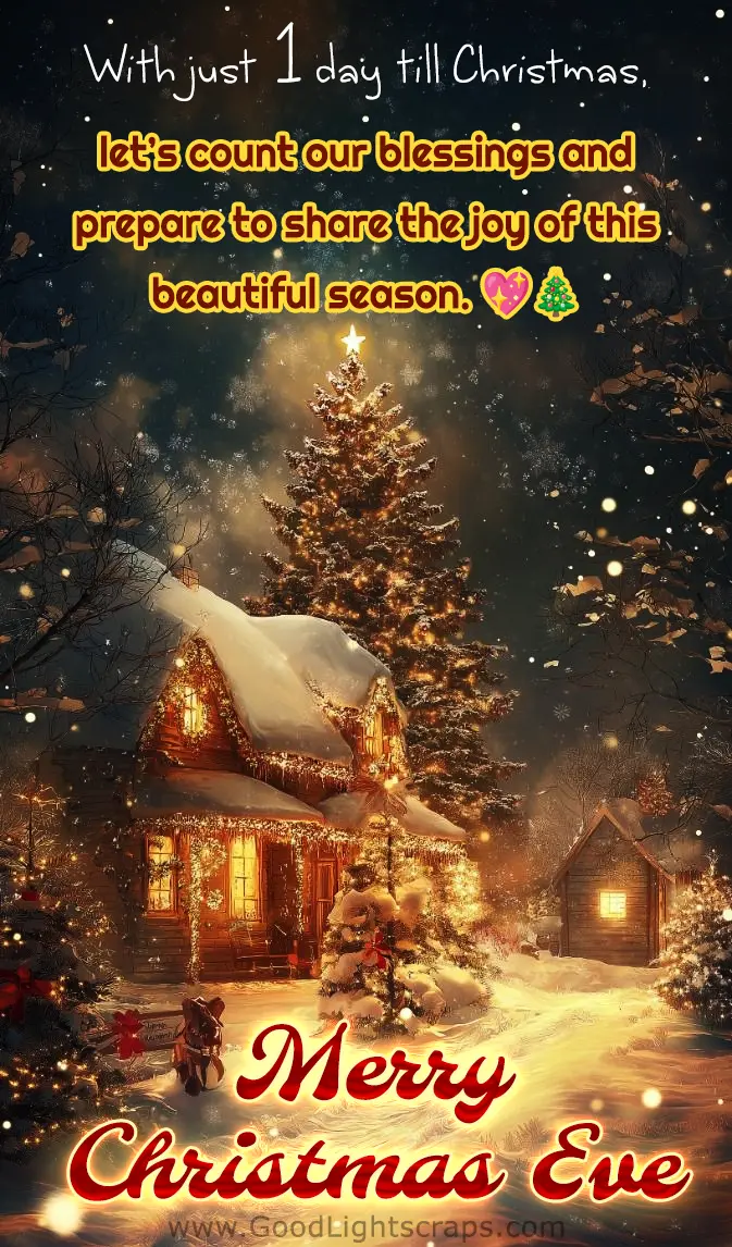 A beautiful country scene decorated with christmas vibe, message says 'let’s count our blessings and prepare to share the joy of this beautiful season.💖🎄' 