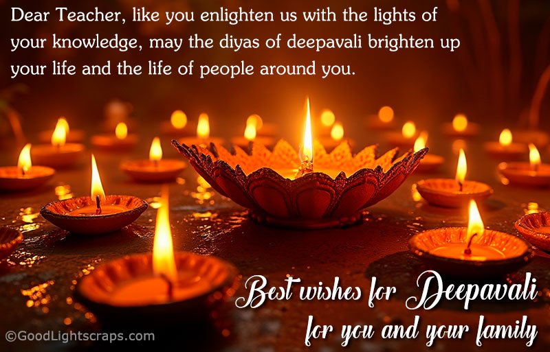Diwali greetings, wishes, cards for teachers in english