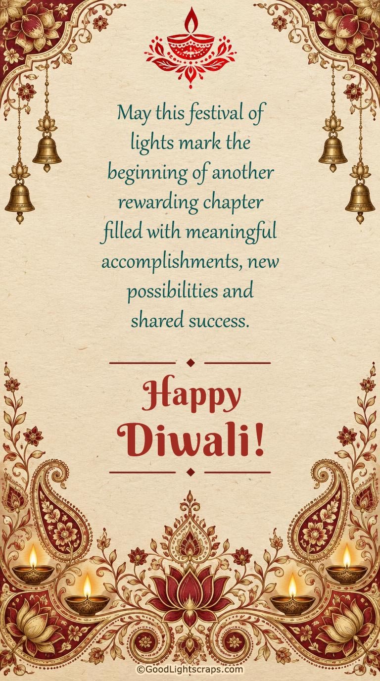 Beautiful designer Happy Diwali greeting message to Boss, manager or team leader with rangoli, diwali motifs and illustrations
