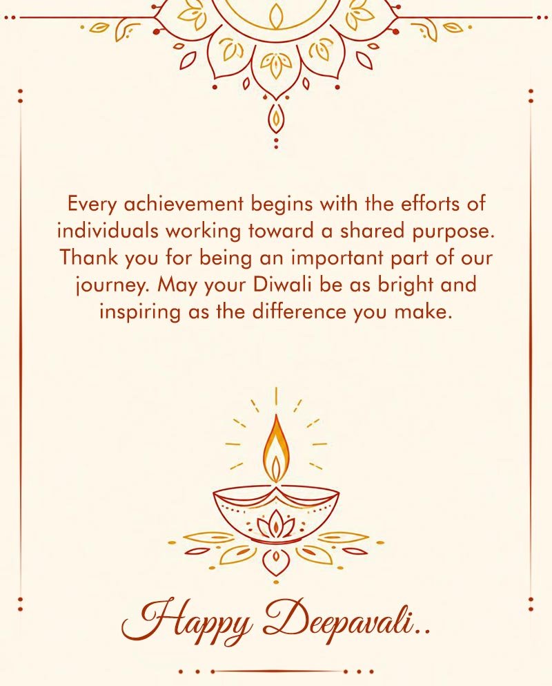 Minimalistic clean professional diwali greeting card for employees wishing bright and inspiring Diwali.