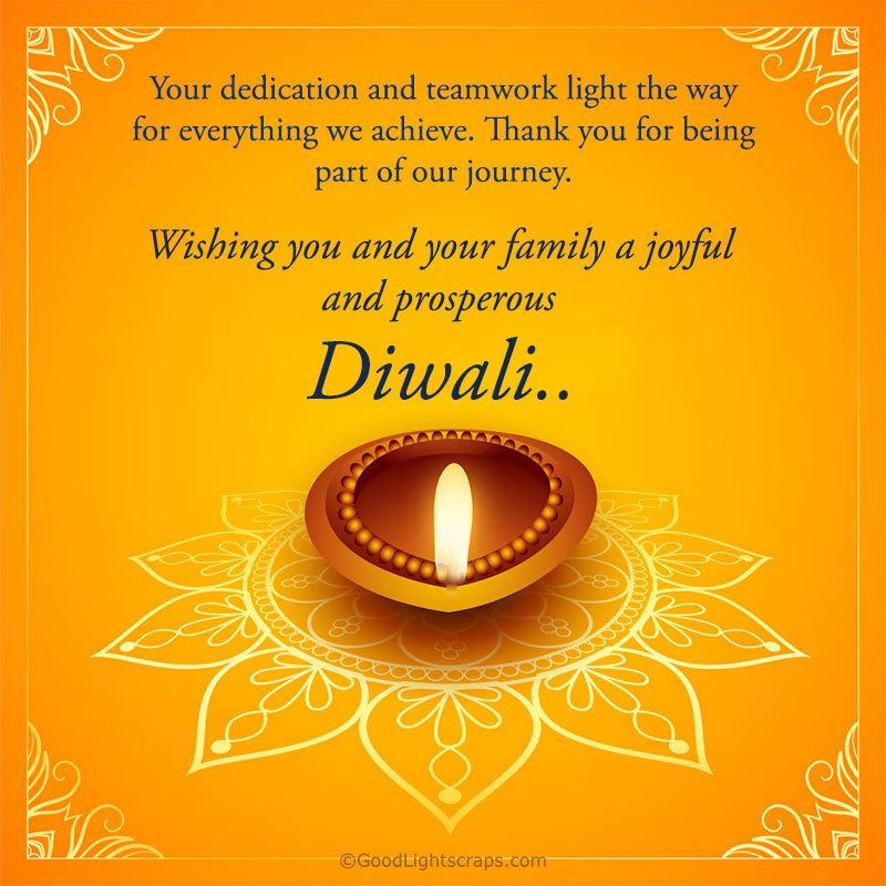 Corporate Happy Diwali wish to Employees with message: 'Wishing you and your family a joyful and prosperous Diwali!' 