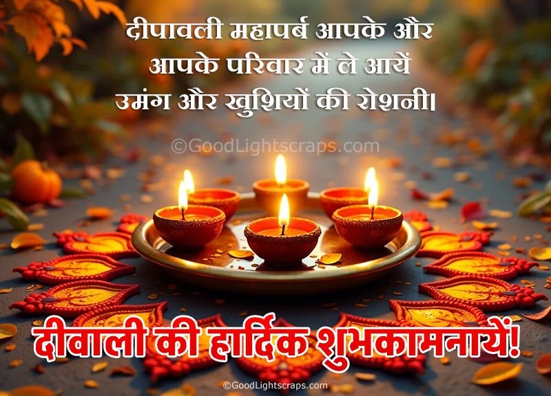 short diwali quote with an image of some clay diyas on a clay pot, wishing दीवाली की हार्दिक शुभकामनायें! 