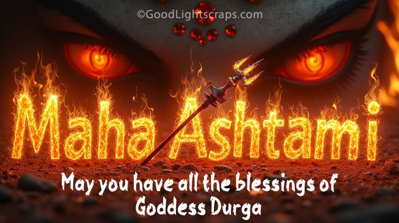 Maha Ashtami Quotes in english with a divine image of Durga Maa