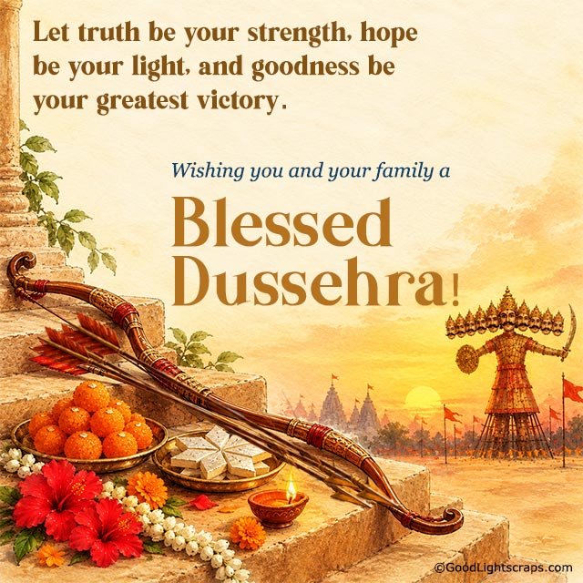 Blessed Dussehra Greeting Message in english for friends and family with an image of Ravan with ten heads