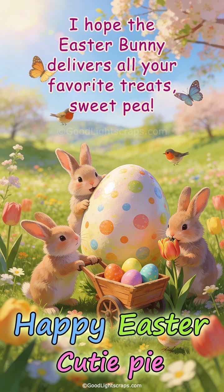 An Easter greeting card for grandchildren: Happy Easter Cutie pie!