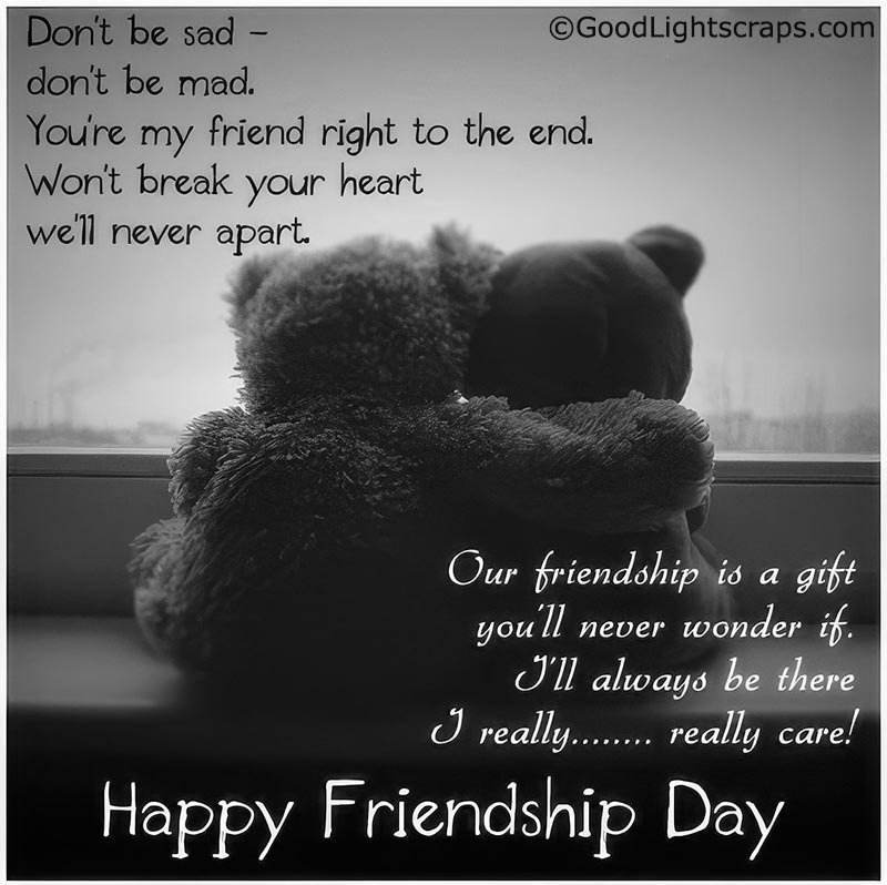I'll always be there, I'll really really care. Happy Friendship Day!