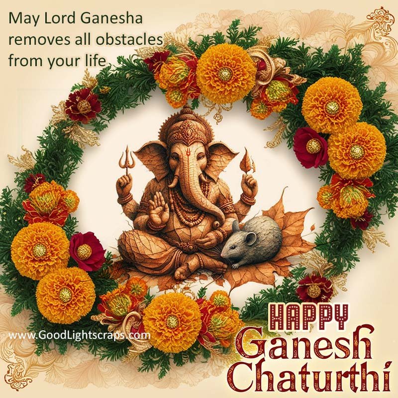 Ganesh Chaturthi image wishes with flowers
