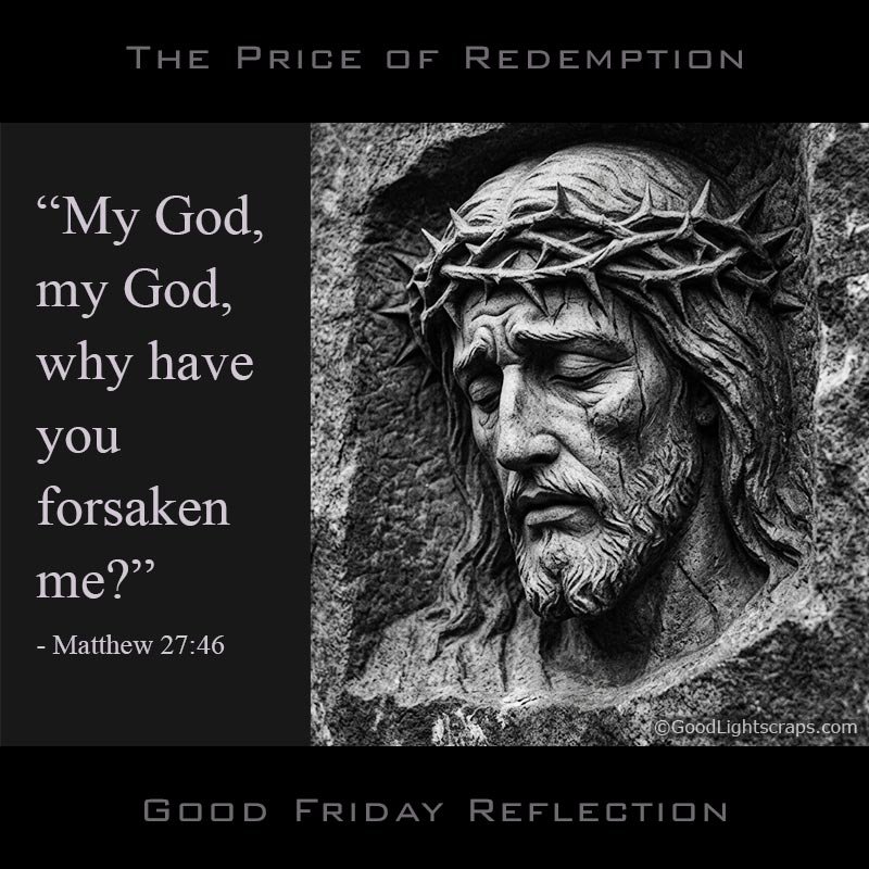 Good friday quote with an sculpted Jesus Christ on stone