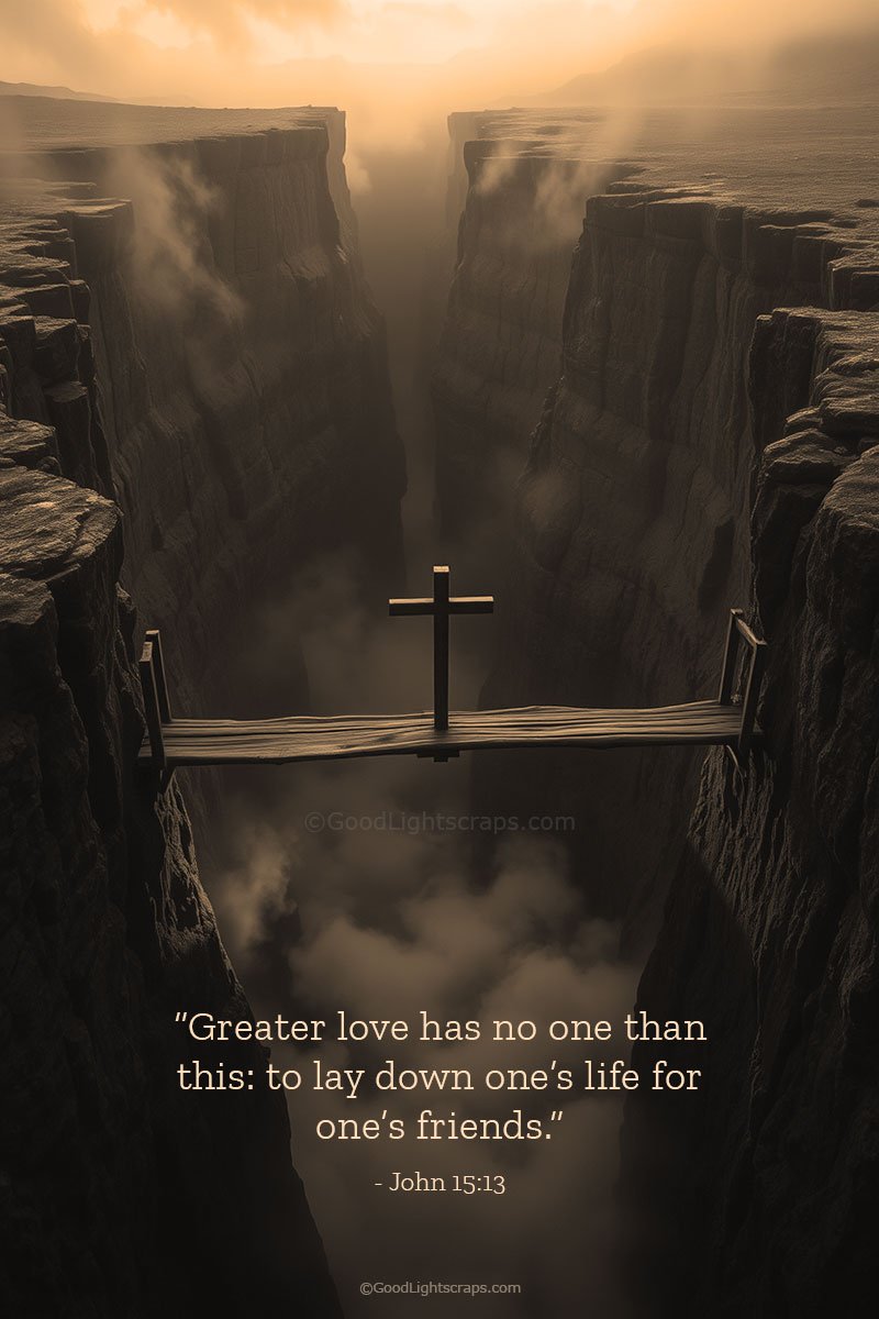 Jesus Christ sacrifice quotes for Good Friday with an image of Bridge and a cross in the middle.