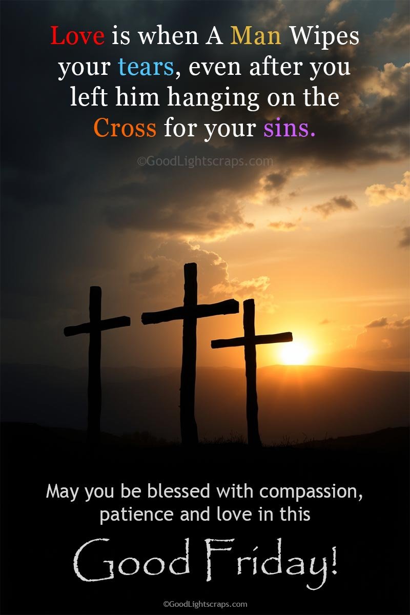 A beautiful sunset and three wooden crosses, with symbolizing faith, love, and reflection