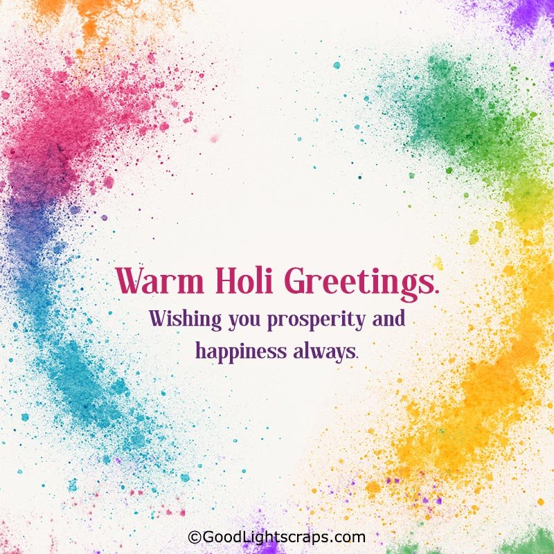 a corporate and professional holi greeting card for boss with formal message in english