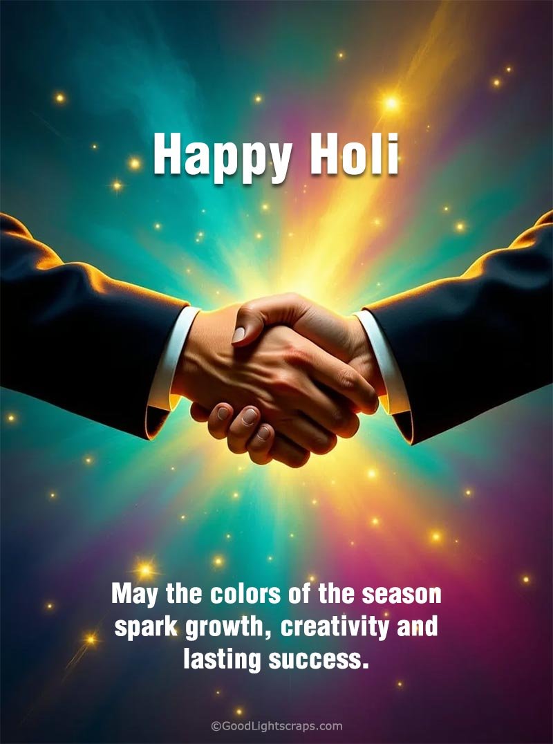 a corporate and professional holi greeting card for boss with formal message in english