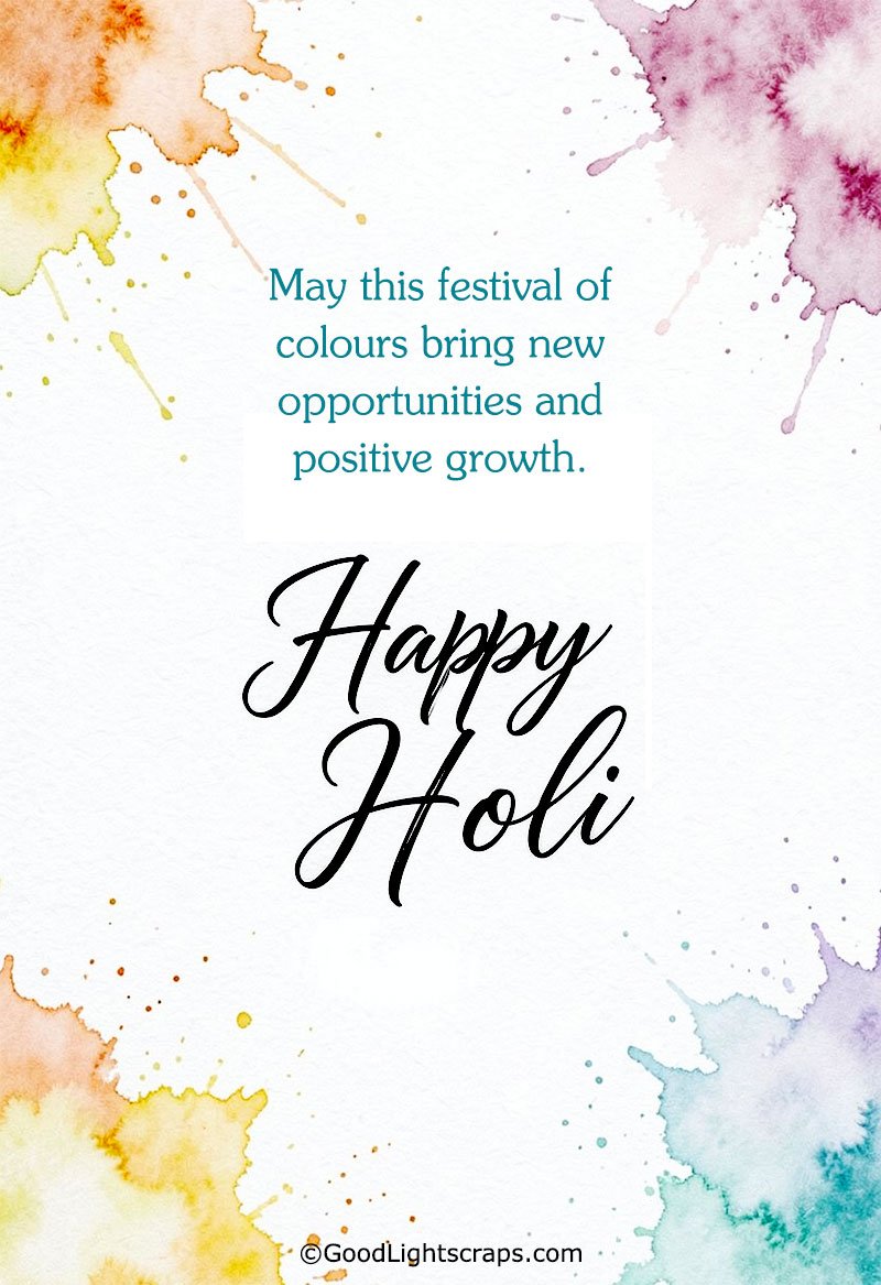 Happy Holi to you and your family - a corporate and professional holi image with message in english to boss - for Linkedin and Whatsapp Status.