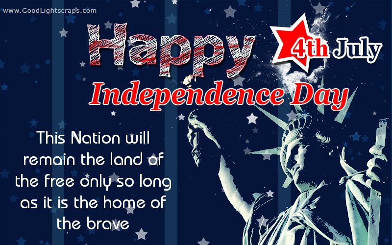 A 4th July Greeting Card featuring image of Statue of Liberty in background