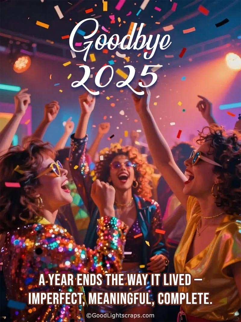 A sunset signifies the end of a year - a year ending card with a message '365 lessons, one last page. Celebrate the last sunset of this year' 