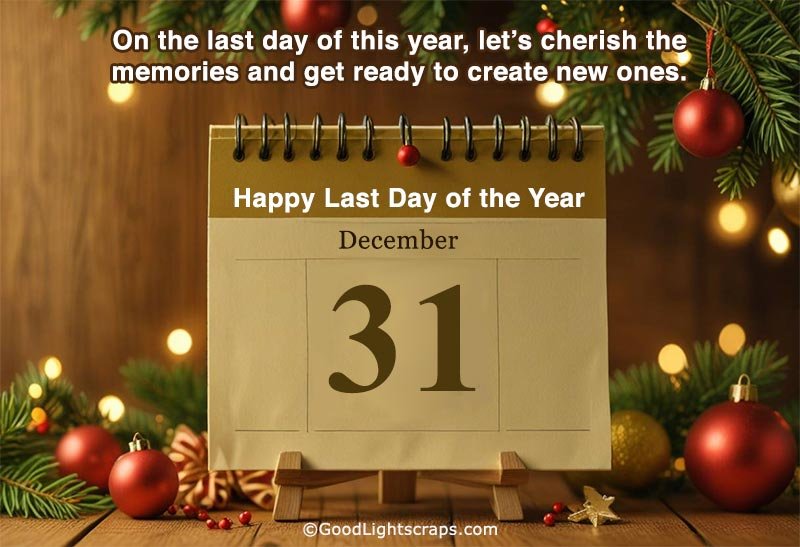 On the last day of this year, let’s cherish the memories and get ready to create new ones. Happy Last Day of The Year.'