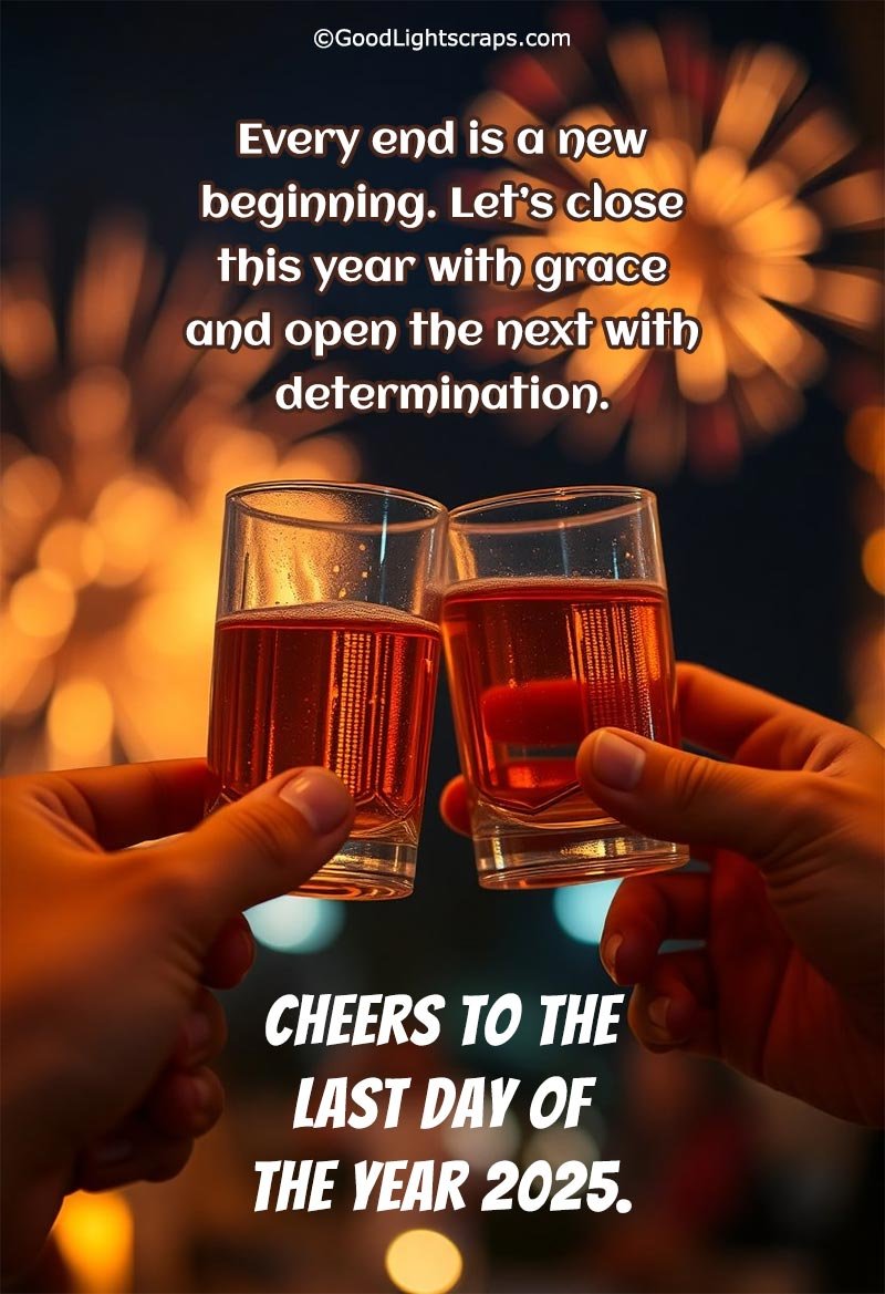 Every end is a new beginning. Let’s close this year with grace and open the next with determination. Cheers to the last day of the year 2025.