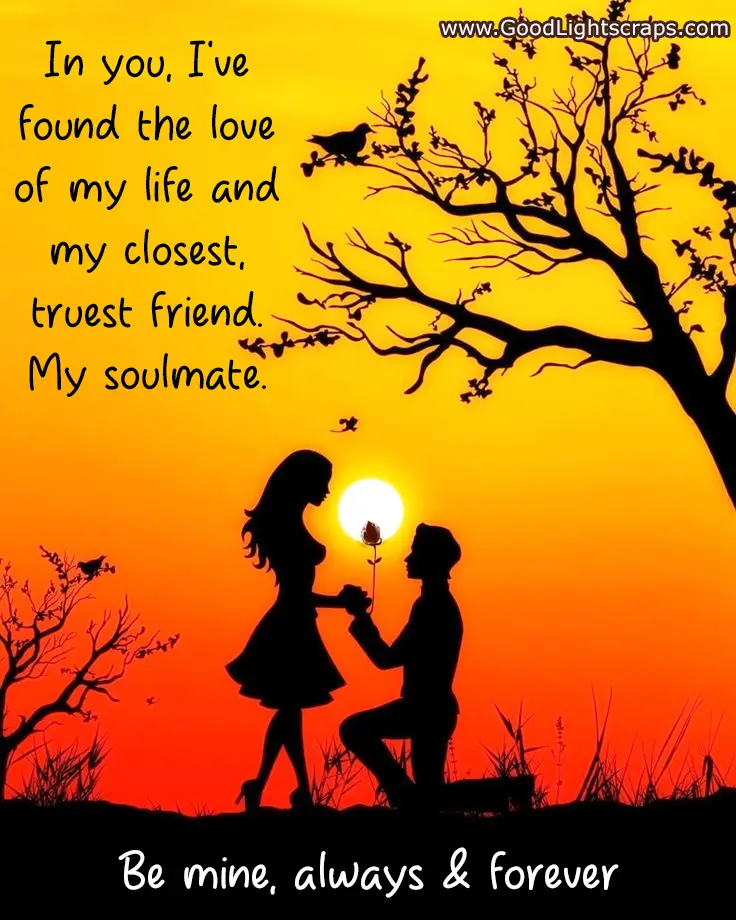 silhoutte of a man is proposing a lady with a rose