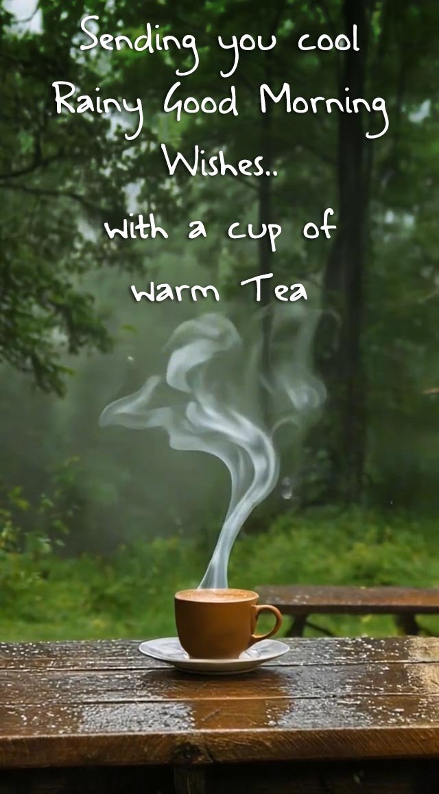 Sending you cool Rainy Good Morning Wishes.. with a cup of warm Tea