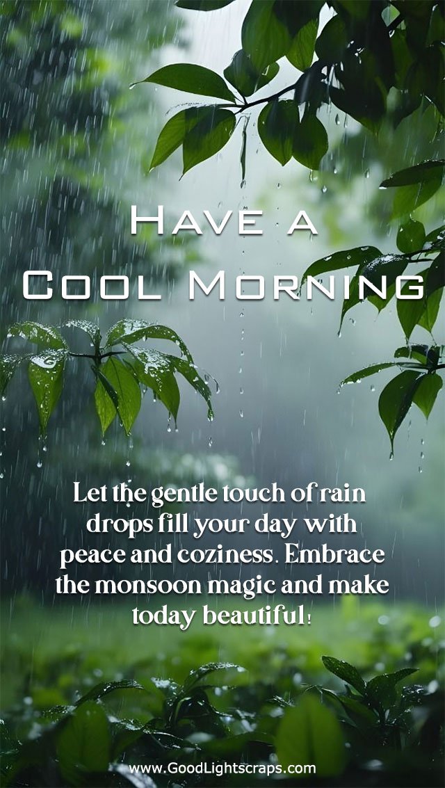Have a cool Morning! Let the gentle touch of raindrops fill your day with peace and coziness. Embrace the monsoon magic and make today beautiful!