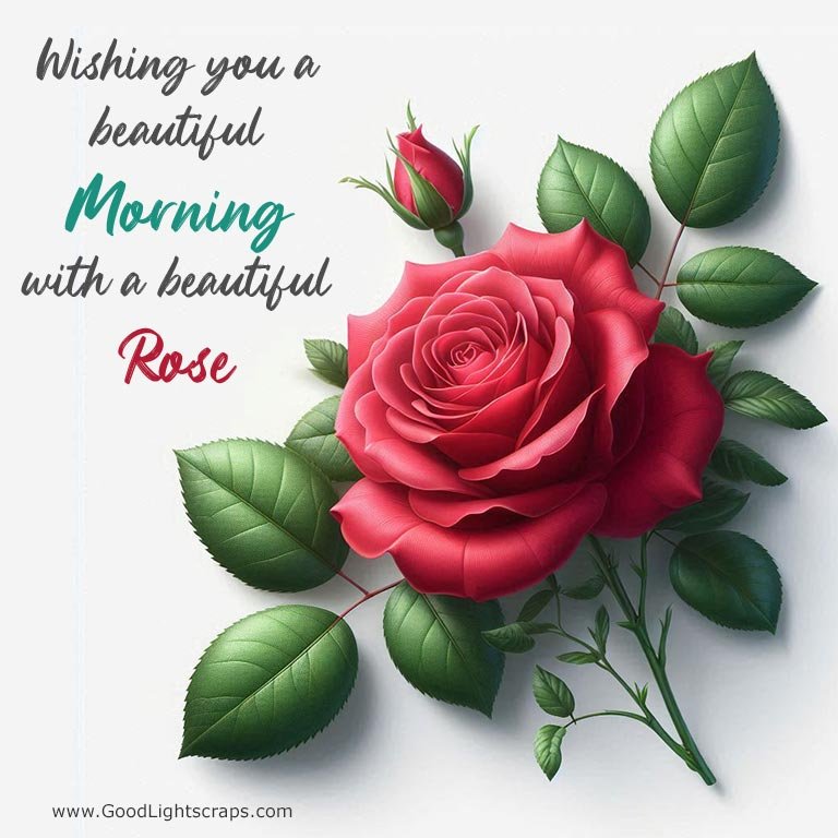 Rose Day Morning Greeting: 'Wishing you a beautiful Morning with a beautiful Rose.'