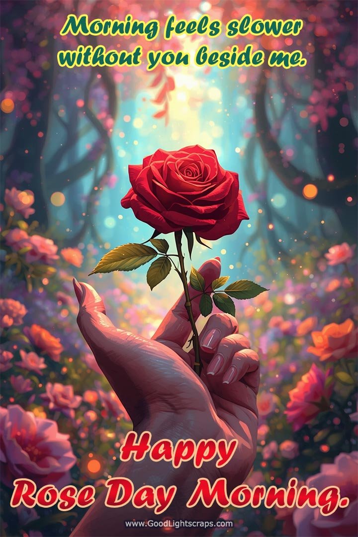 Morning feels slower without you beside me. Happy Rose Day Morning.