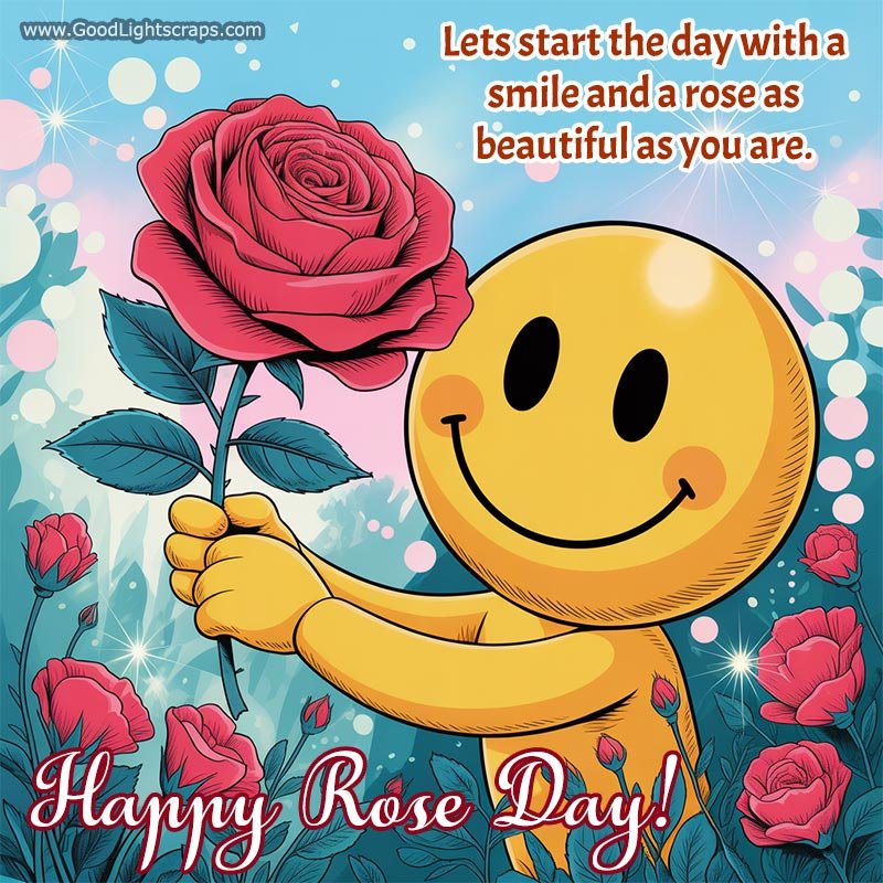 Lets start the day with a smile and a rose as beautiful as you are. Happy Rose Day!