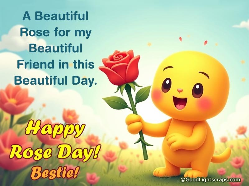 Happy Rose Day Bestie! - A cute rose day greeting for your best friend.