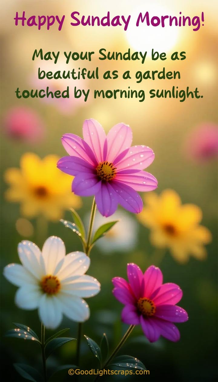 fresh flower image with a sunday good morning message