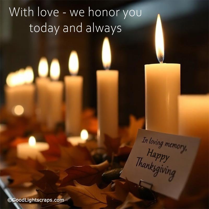 Thanks Giving in Heaven Image with message 'In loving memory, Happy Thanksgiving!'