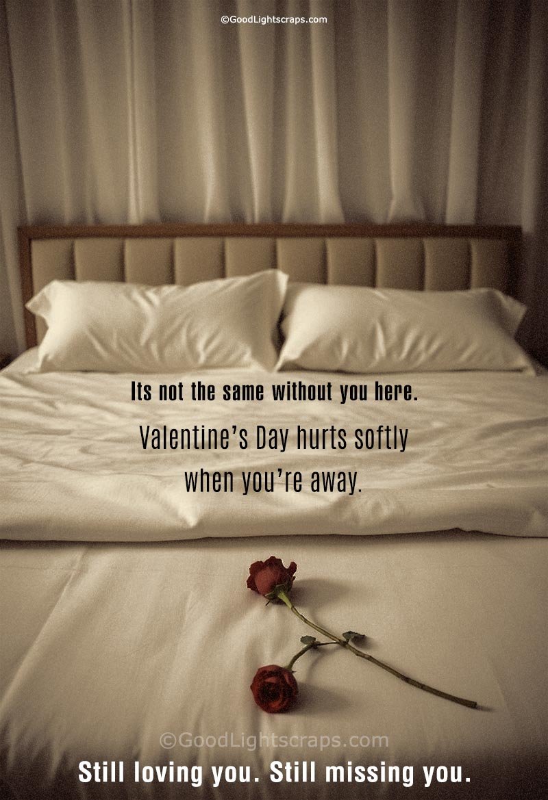 An empty bed with a rose, with a message 'Its not the same without you here.' 